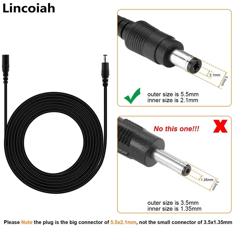Cable de extensión de CC de 1M, 2M, 3M, 5M, 10M, 5,5mm x 2,1mm, enchufe hembra a macho para adaptador de corriente de 12V, tira LED para cámara CCTV en casa, DVR - imagen 2