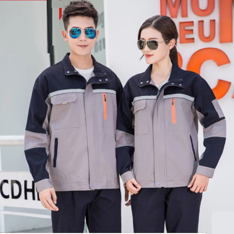 Chaqueta de uniforme de taller 100% algodón para hombres y mujeres al aire libre, maquinaria de soldadura reflectante resistente al desgaste, conjunto de ropa de trabajo para reparación de automóviles - imagen 3