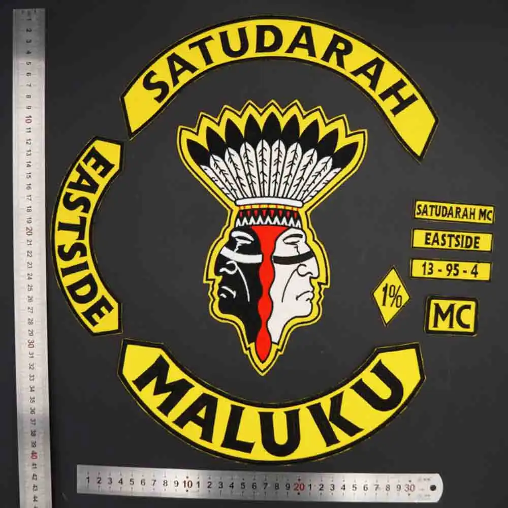 Satudarah Maluku lado este grande bordado motocicleta motociclista parche pegatina para ropa sombrero bolsas - imagen 2