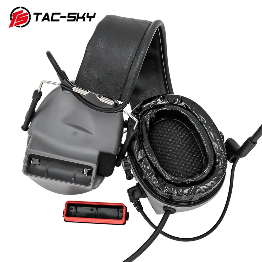 TAC-SKY auriculares tácticos de caza COMTA II orejera de silicona con cancelación de ruido auriculares de tiro + adaptador de intercomunicación PTT U94 PTT - imagen 4