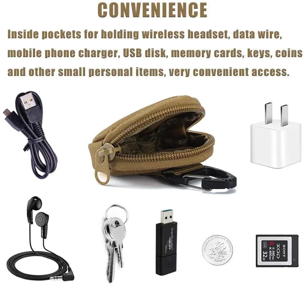 Riñonera táctica Molle, práctica riñonera para exteriores, billetera colgante con llave, bolsillo redondo con cremallera, bolsa pequeña para acampar - imagen 3