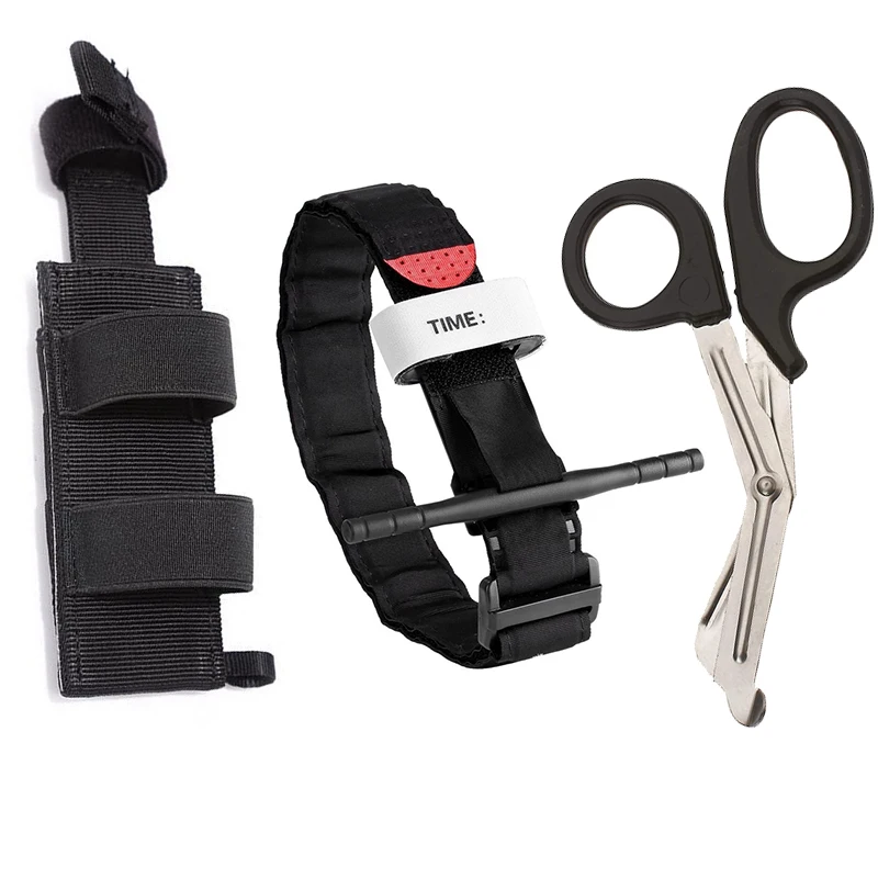 IFAK-torniquete táctico de primeros auxilios, conjunto de tijeras médicas con bolsa de cinturón Molle, correa de torniquete de emergencia EMT portátil para exteriores