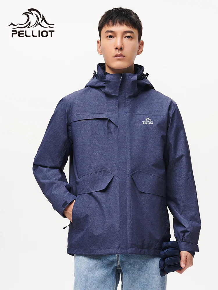 pelliot camping turismo hombres chaqueta chaquetas de invierno cortavientos a prueba de viento impermeable cálido dos piezas setautumn montaña abrigo - imagen 5