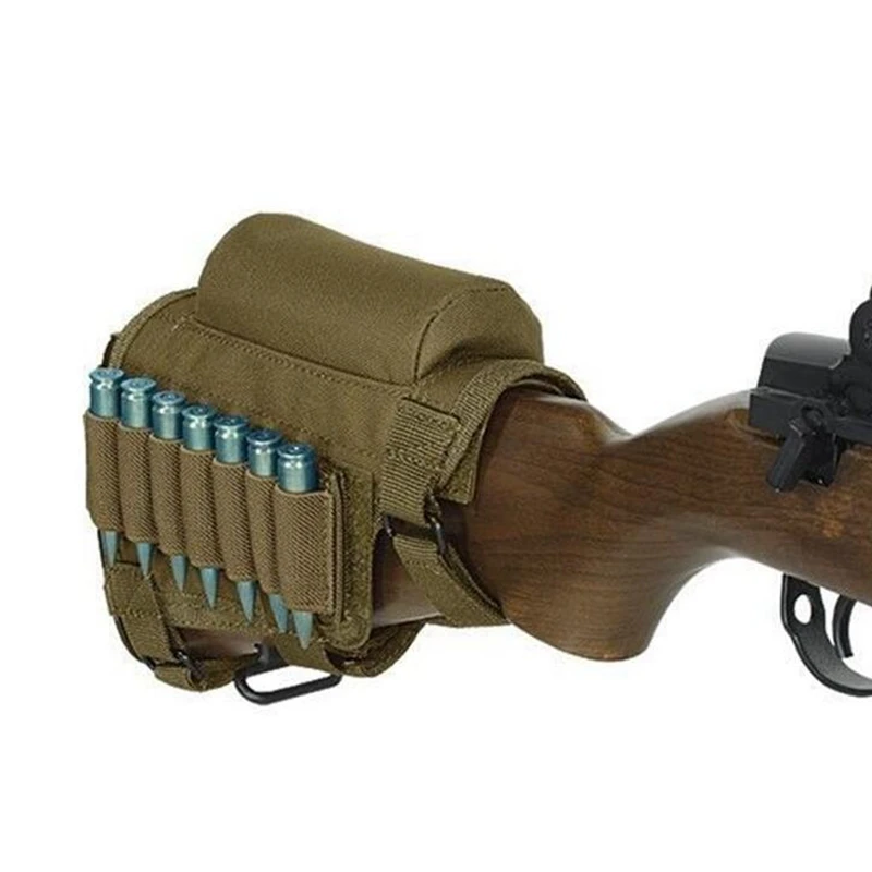 Soporte táctico para apoyar mejillas de Rifle, con 2 bolsas Molle para 8 carcasas de rejilla y 2 alturas diferentes, almohadilla de cuero para mejillas, 22 .223 Cal .30 - imagen 4