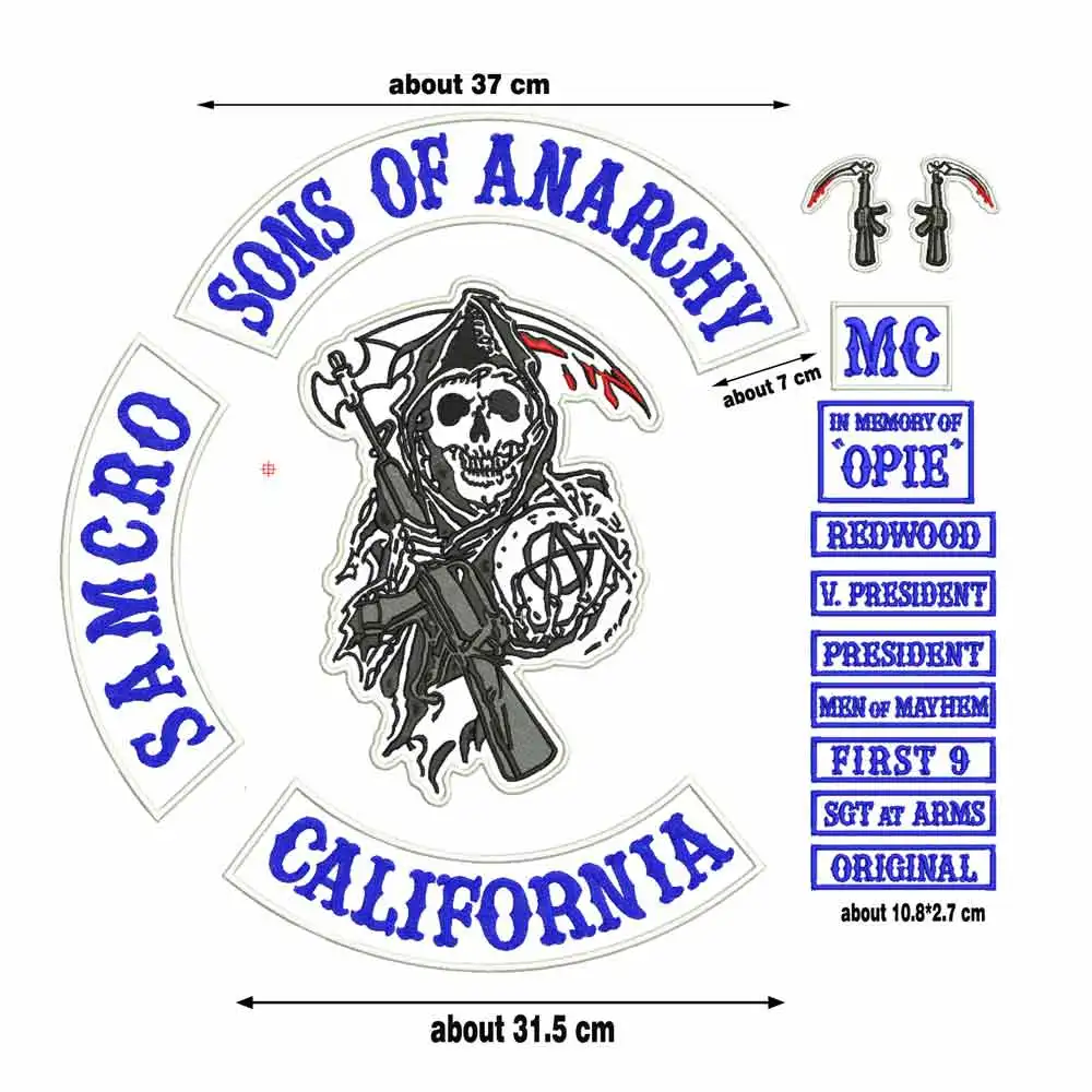 Parche basculante de hijo de anarquía de EE. UU., apliques bordados, etiqueta de costura, parches de motociclista punk, pegatinas para ropa, accesorios de ropa, insignia - imagen 2
