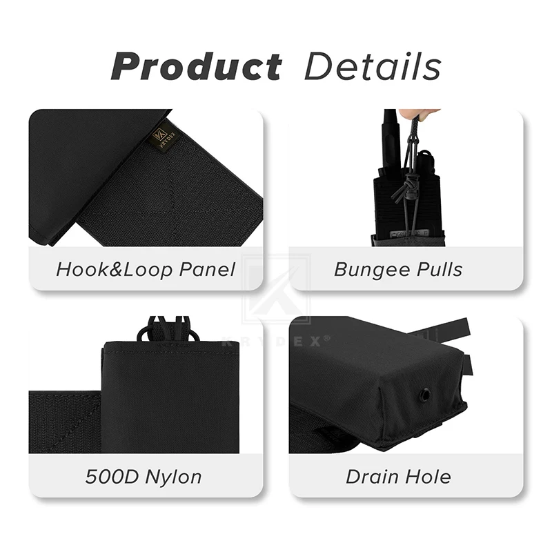 KRYDEX chaleco expansor de chasis bolsa de almacenamiento para Radio táctica, MK3, MK4, Micro Fight, placa de aparejo de pecho, bolsa de revista de Radio, negro - imagen 5