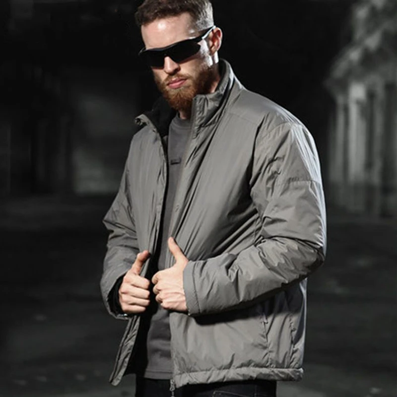 Chaqueta reflectante de calor para hombre, abrigo ligero a prueba de viento para exteriores, ropa de algodón cálida para viajes, senderismo, Camping, escalada, Invierno - imagen 4