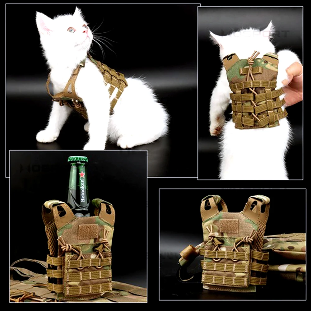 Mini decoración táctica JPC, chaleco, cubierta para botella de bebida de oso, juguete de nailon, adorno para mascotas, arnés para gato, chaleco, regalo de Navidad - imagen 5