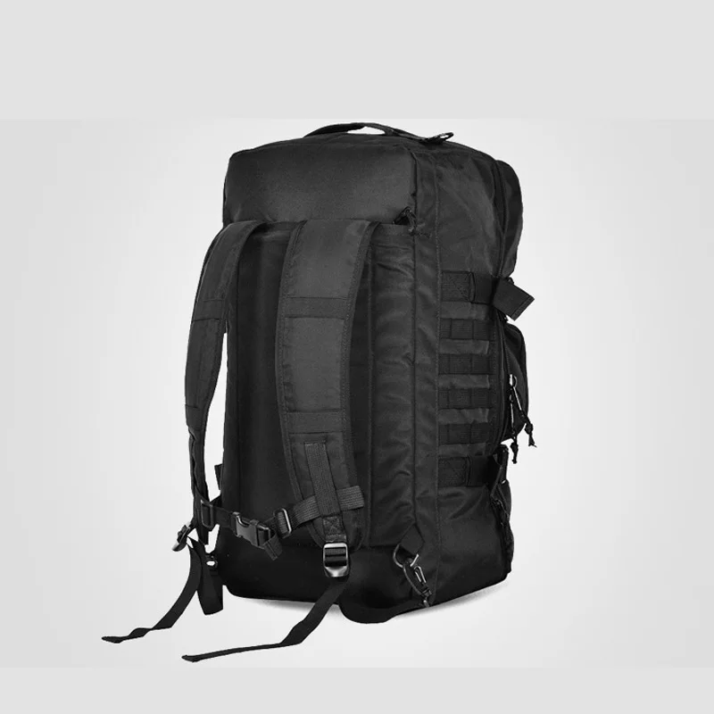 Bolsa de equipaje táctica de 60L para hombre, mochila de viaje para acampar, senderismo al aire libre, Molle, escalada, Trekking, negro, X429A - imagen 3