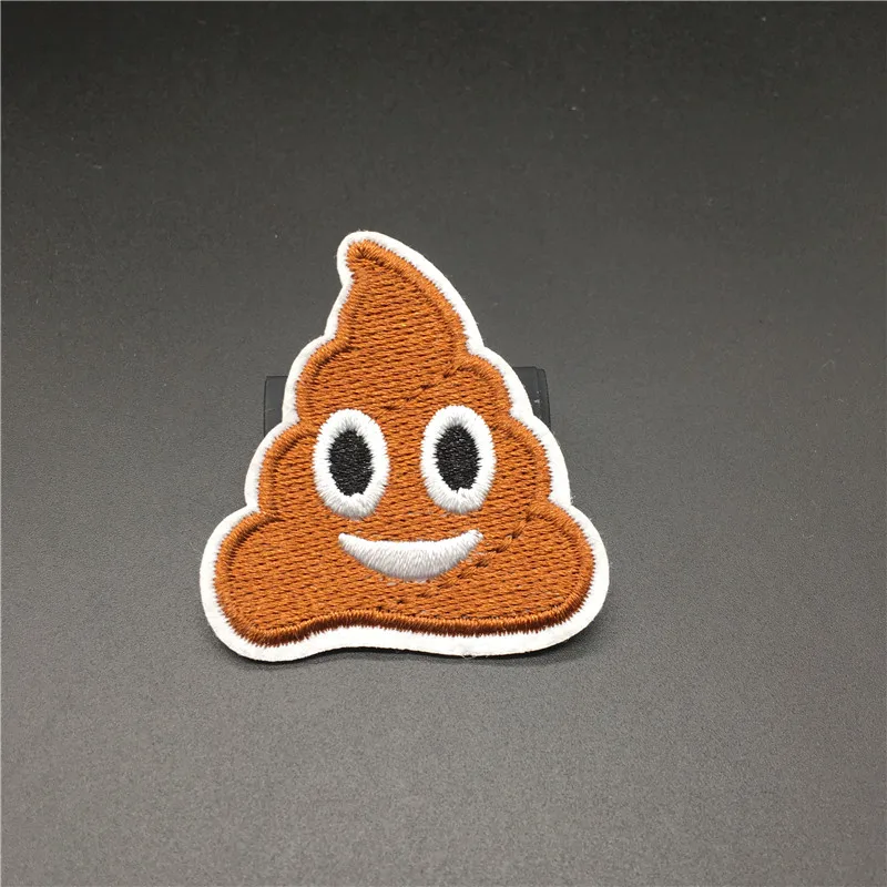 Tamaño de caca sonriente: 4,3x4,4 cm, insignias de tela DIY, parches decorativos bonitos, planchado para coser en apliques bordados para chaqueta de ropa - imagen 3