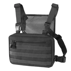 Bolsa táctica para el pecho, ropa informal estilo Hip Hop, bolsa frontal Molle, chaleco, mochila de malla transpirable, bolsas de combate para caza al aire libre