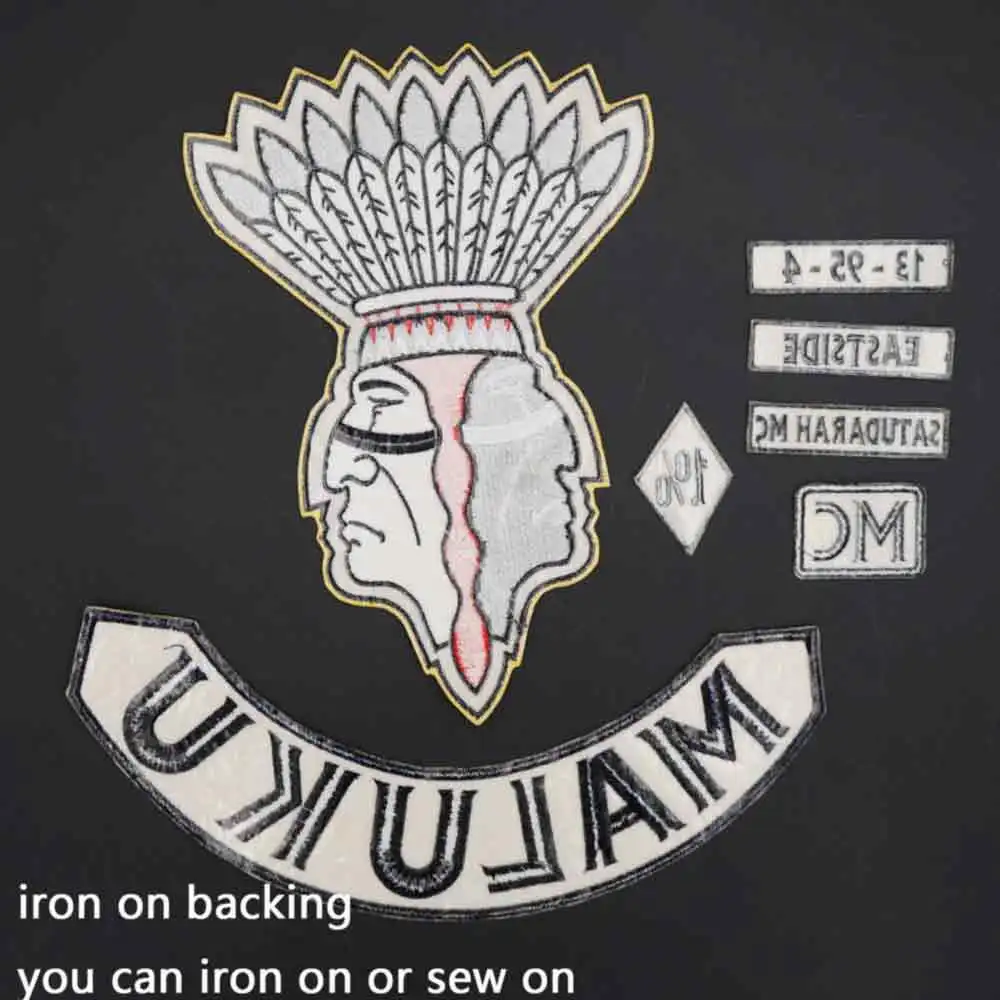 Satudarah Maluku lado este grande bordado motocicleta motociclista parche pegatina para ropa sombrero bolsas - imagen 5