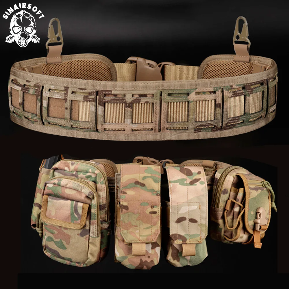 SINAIRSOFT-Cinturón táctico de nailon 1000D para caza, cinturón de entrenamiento ajustable impermeable, soporte Molle, sistema para acampar - imagen 2