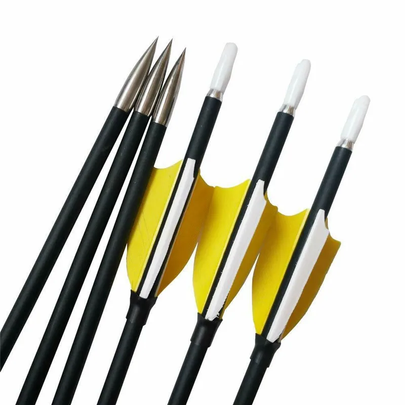 Eje de fibra de carbono compuesta de alta calidad, 341 ", Spine 1000, tiro con arco, flechas de carbono de entrenamiento de 6MM, plumas de pavo Natural de 2 pulgadas, 6 uds. - imagen 5