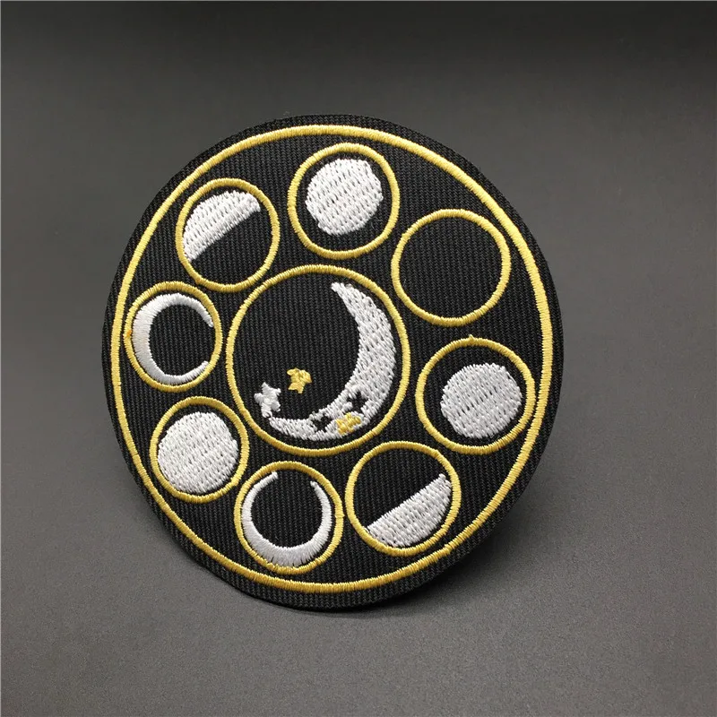 Parches de fase lunar para ropa, insignia para ropa bordada, parche para planchar, apliques decorativos DIY, diámetro: 8,1 cm - imagen 2