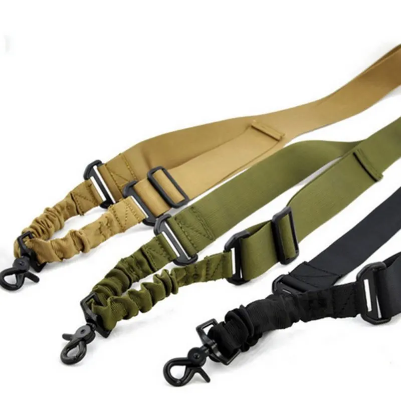 Cabestrillo de nailon ajustable para pistola táctica, cinturones de Rifle Bungee de un solo punto, eslinga de pistola Airsoft, correa de pistola verde y negra del ejército - imagen 3
