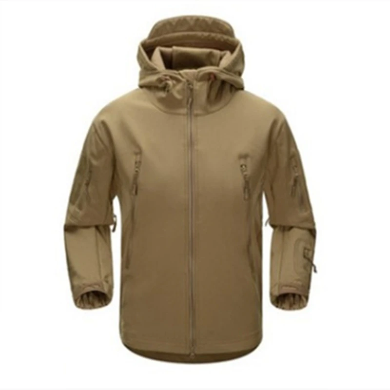 Cortavientos para fanáticos del ejército al aire libre, traje de tormenta de concha suave de tiburón cálido, chaqueta militar holgada de lana de camuflaje de montaña de terciopelo - imagen 5