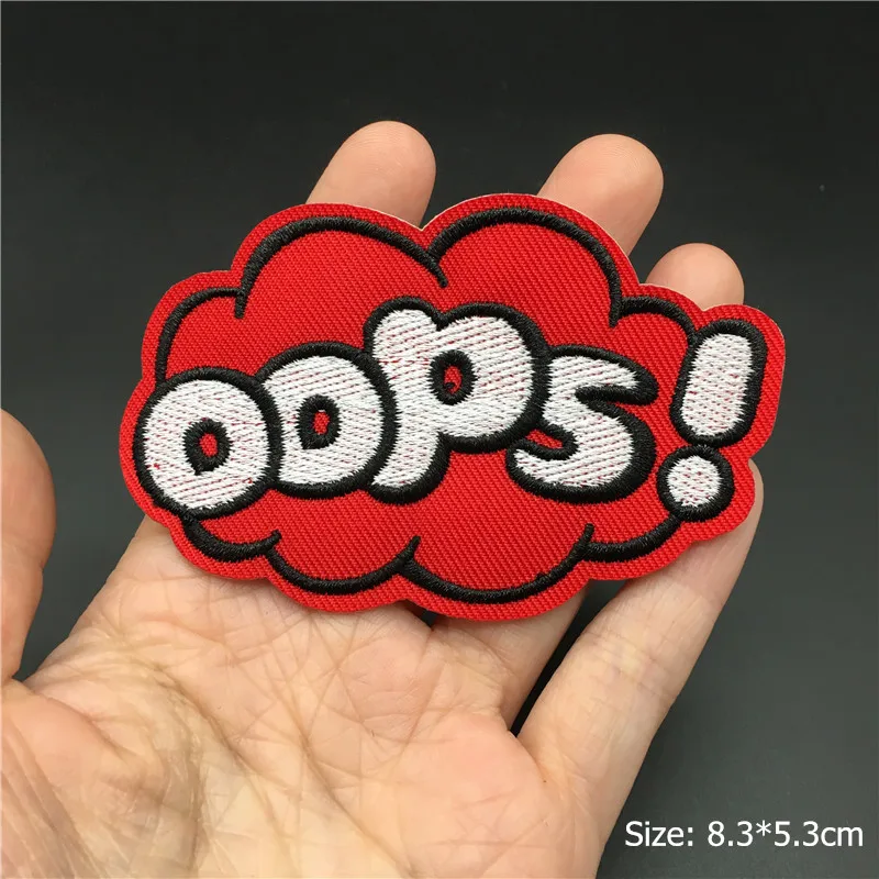 ¡Ir! Tamaño de la etiqueta engomada de la ropa: 8,3x5,3 cm, parche bordado, planchado en rayas para ropa, insignia DIY, apliques de costura, decoración - imagen 2