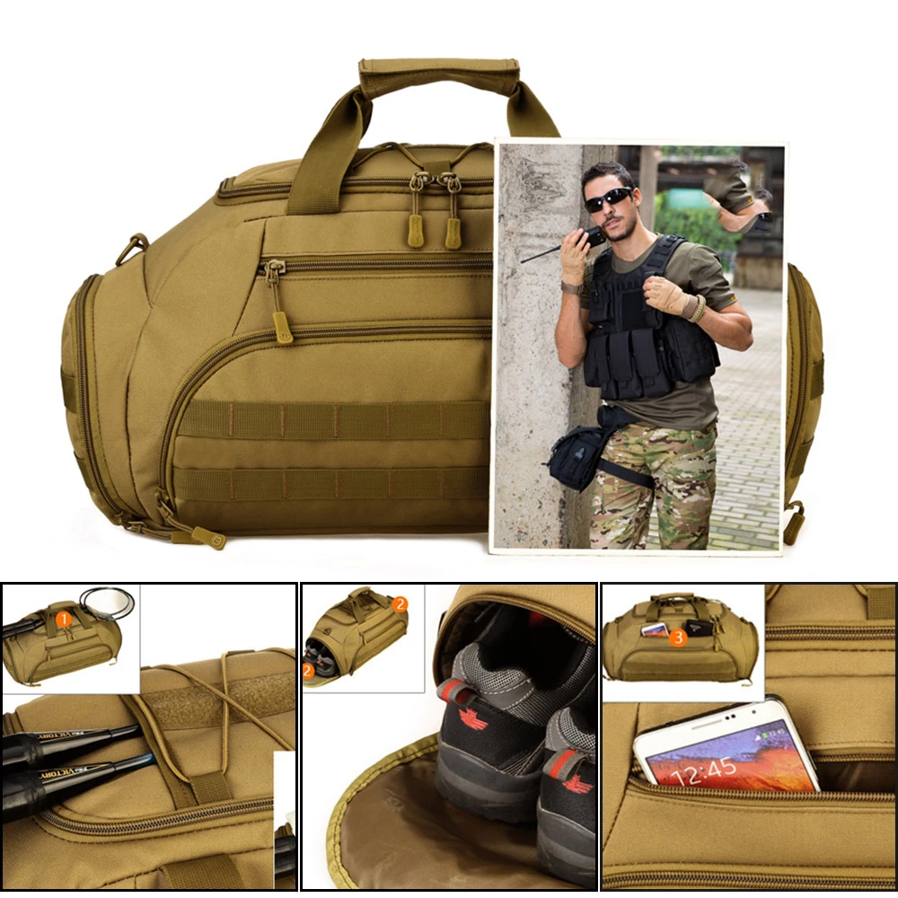 SINAIRSOFT-mochila táctica de nailon impermeable para ordenador portátil, bolsa militar para deportes al aire libre, Camping, senderismo, cámara, LY2030, 35L, 14 pulgadas - imagen 4