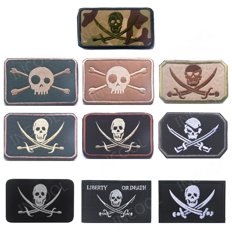 Parches bordados de espadas de Calavera, parche reflectante IR, bordado de goma de PVC, parches decorativos para ropa, gorra de mochila - imagen 3