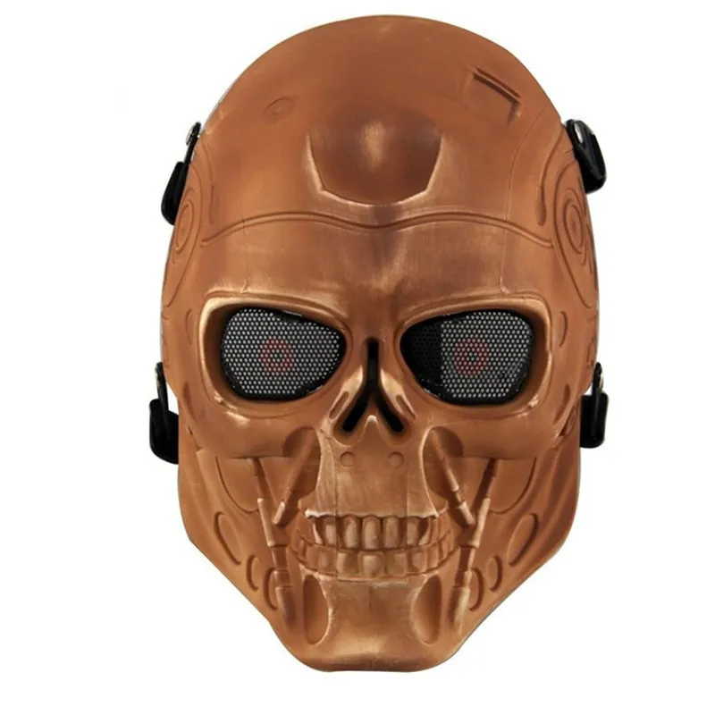 Máscara protectora de malla metálica para exteriores, mascarilla táctica de cara completa, Terminator T800, Airsoft, juego de guerra, Paintball, combate, Calavera, DC10 - imagen 5