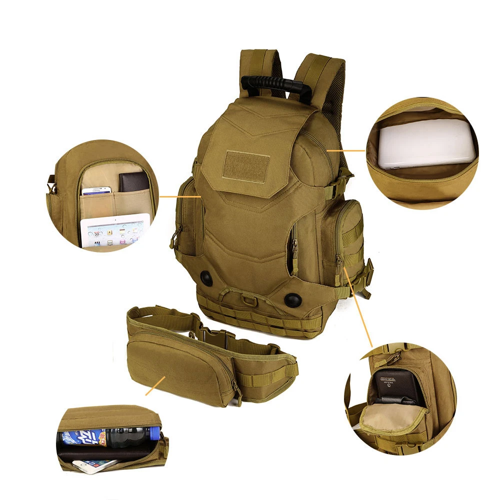 SINAIRSOFT-mochila táctica militar para hombre, bolso de gran capacidad, impermeable, para viaje al aire libre, Camping, 40L - imagen 5