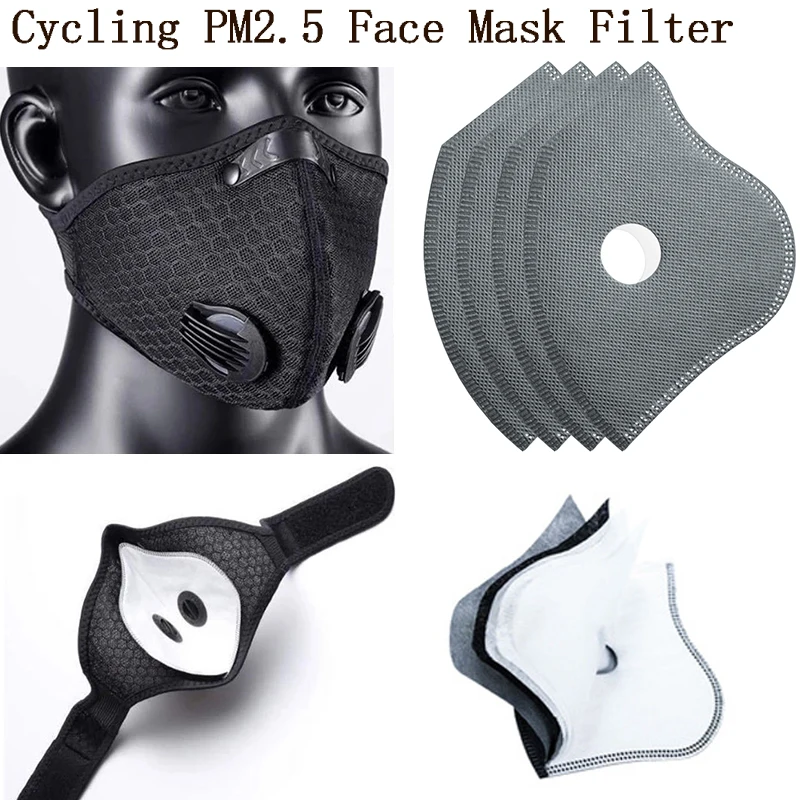 Mascarillas antipolvo de 5 capas para ciclismo, filtro para equipo de Ciclismo de Carretera MTB, accesorio de repuesto de filtro de carbón activo PM2.5 a prueba de polvo - imagen 2
