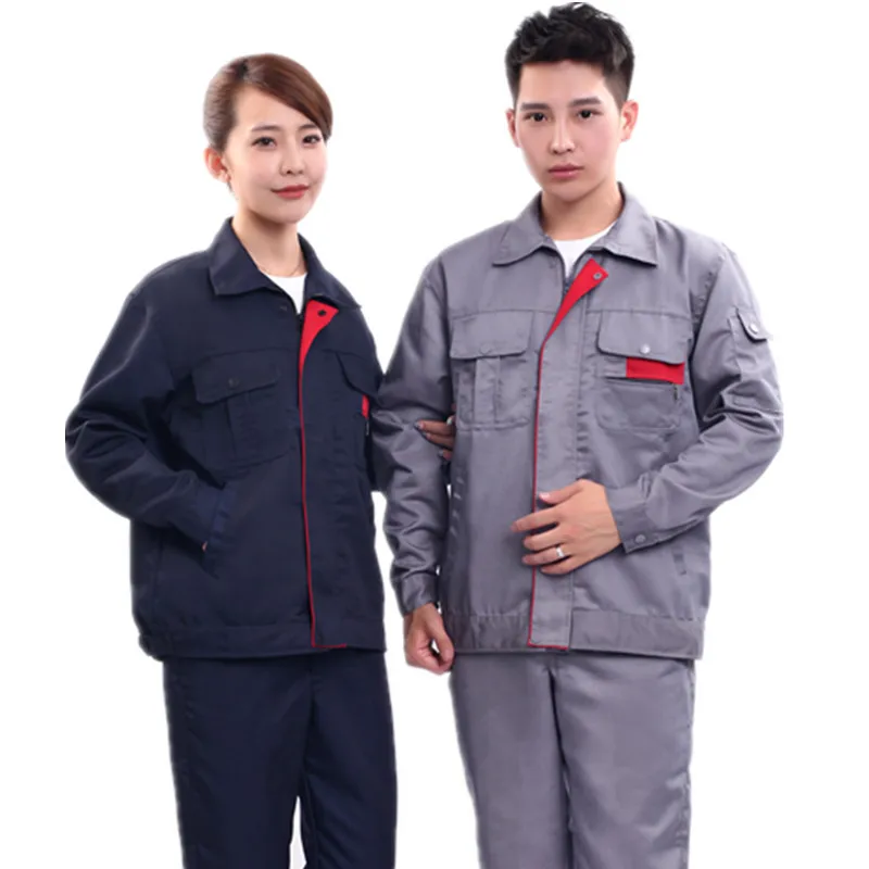 Nuevos conjuntos de ropa de trabajo para hombres y mujeres, chaquetas reflectantes + Pantalones, primavera y otoño, reparación de máquinas, soldador, monos de taller, uniformes de trabajo - imagen 4