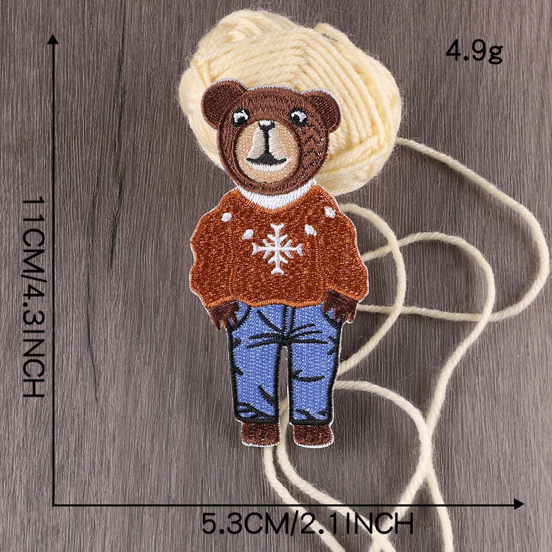Parches autoadhesivos de osos para ropa, pegatinas, parches bordados de dibujos animados de animales para apliques de ropa, insignias Diy para niños - imagen 4