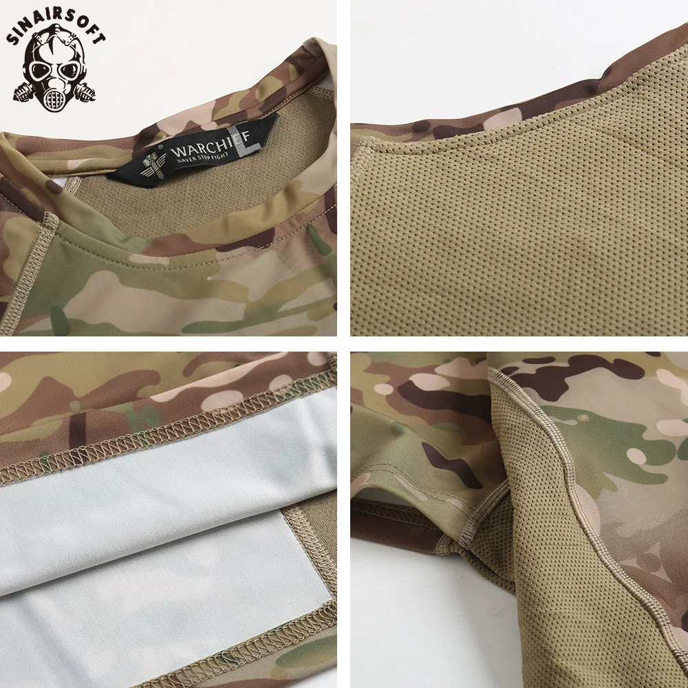 SINAIRSOFT-Camiseta corta táctica, camiseta de camuflaje, ropa deportiva de escalada, telas de malla transpirable para axila, Jersey de ciclismo - imagen 4