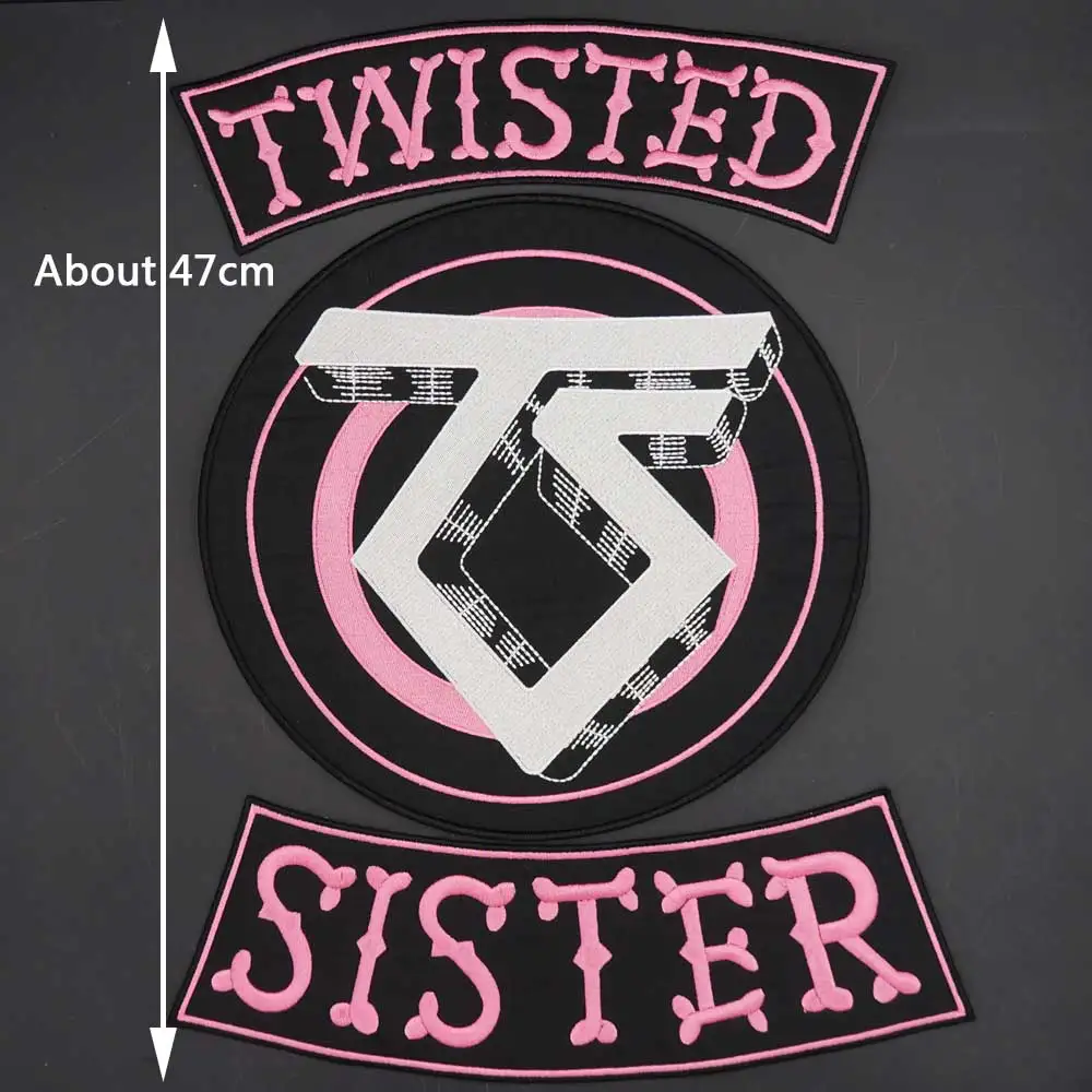 Twisted Sister plancha para ropa de motorista de motocicleta, insignia de parche bordado de gran tamaño - imagen 2