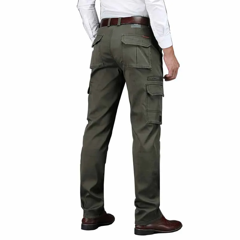 Invierno más terciopelo para mantener el calor moda más bolsillo pantalones tácticos casuales monos de talla grande pantalones de trabajo pantalones de carpintero - imagen 5