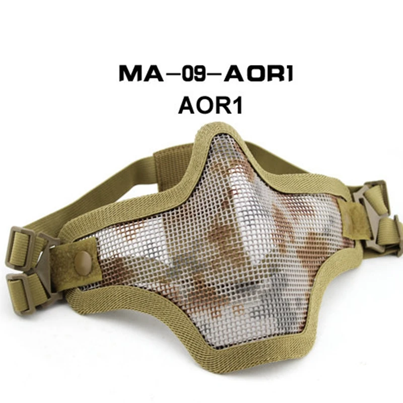 Máscara táctica de acero para Paintball Airsoft, malla de alambre de acero, esqueleto V1, Máscara protectora de media cara para ciclismo al aire libre, caza, juego de guerra - imagen 3