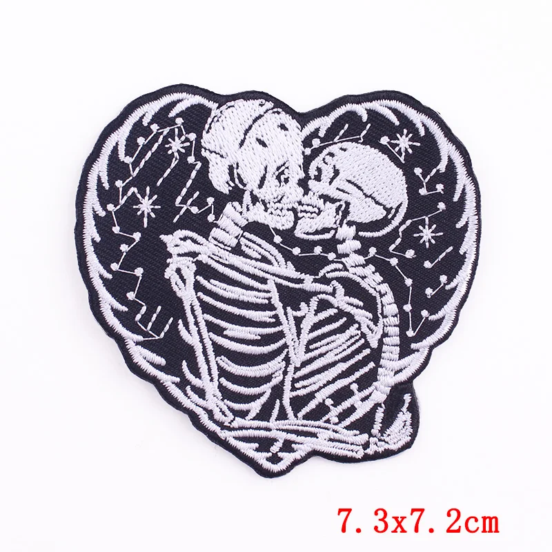 Prajna-parches bordados de calavera y corazón Punk para ropa, parches termoadhesivos para ropa, 10 piezas, venta al por mayor - imagen 2