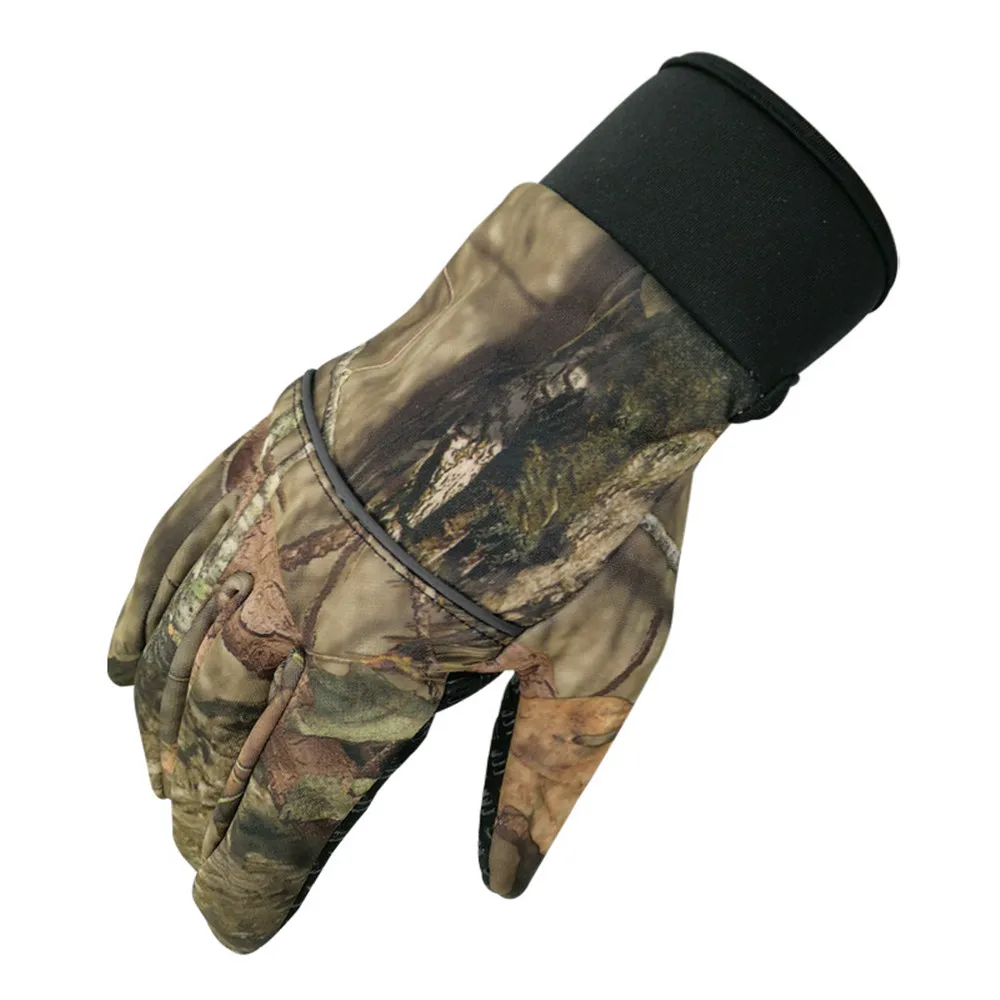 Otoño Invierno árbol camuflaje biónico caza pesca guantes dos dedos apagados guantes antideslizantes para montar Unisex Camo manopla completa - imagen 4