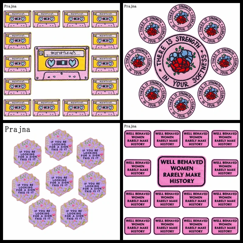 Prajna-parches bordados de dibujos animados para planchar en la ropa, insignias redondas, 10 piezas