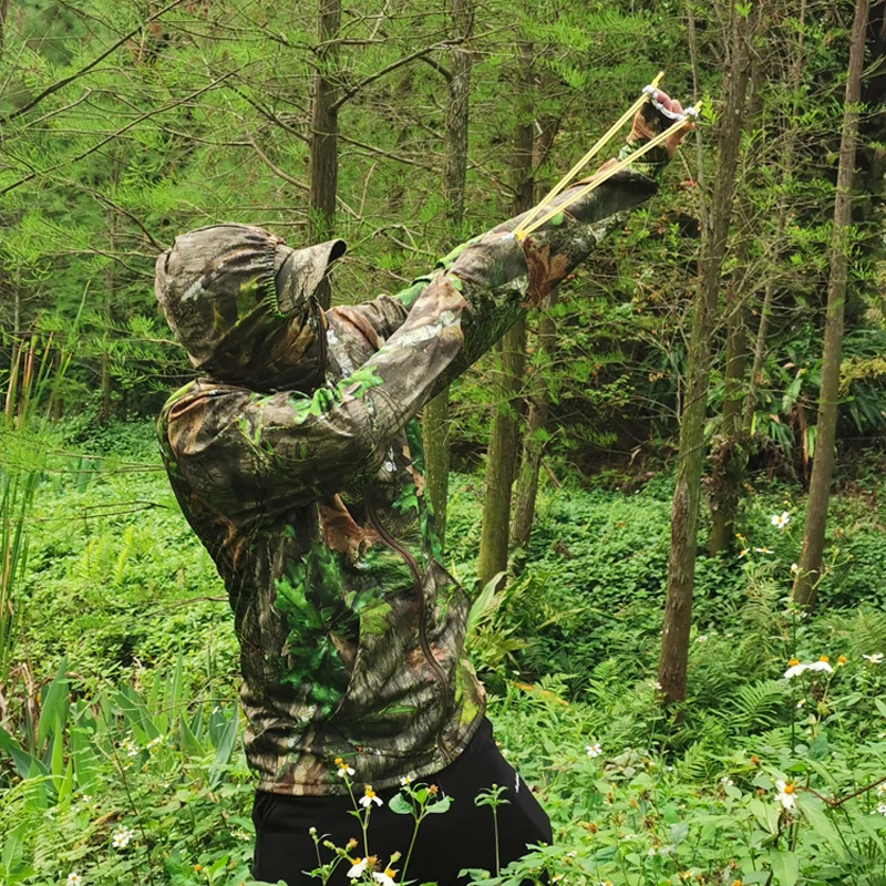 Ropa de caza de camuflaje biónico, sudaderas con capucha de pesca con cremallera frontal, chaqueta de fotografía de jungla suave y transpirable de seda helada, superventas - imagen 5