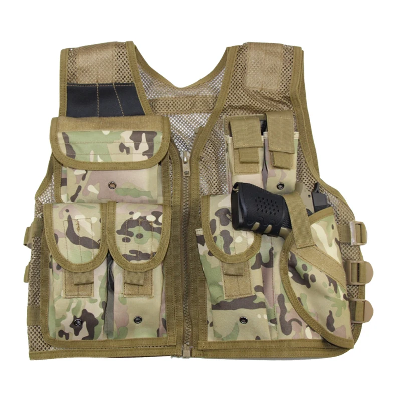 Chaleco táctico de camuflaje para exteriores, chaqueta ligera de malla con cremallera para Airsoft, militar, con múltiples bolsillos, fina, ropa del ejército de caza - imagen 3