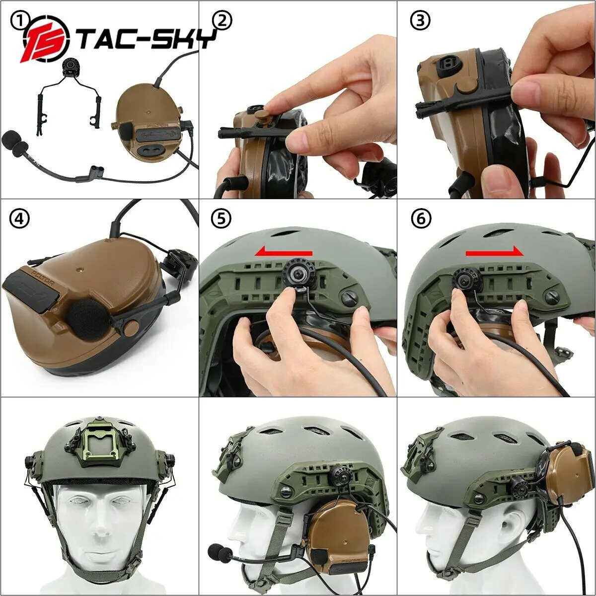 TAC-SKY casco táctico ARC Track adaptador COMTA soporte táctico para auriculares adecuado para auriculares Comta Ii Iii Iv - imagen 3