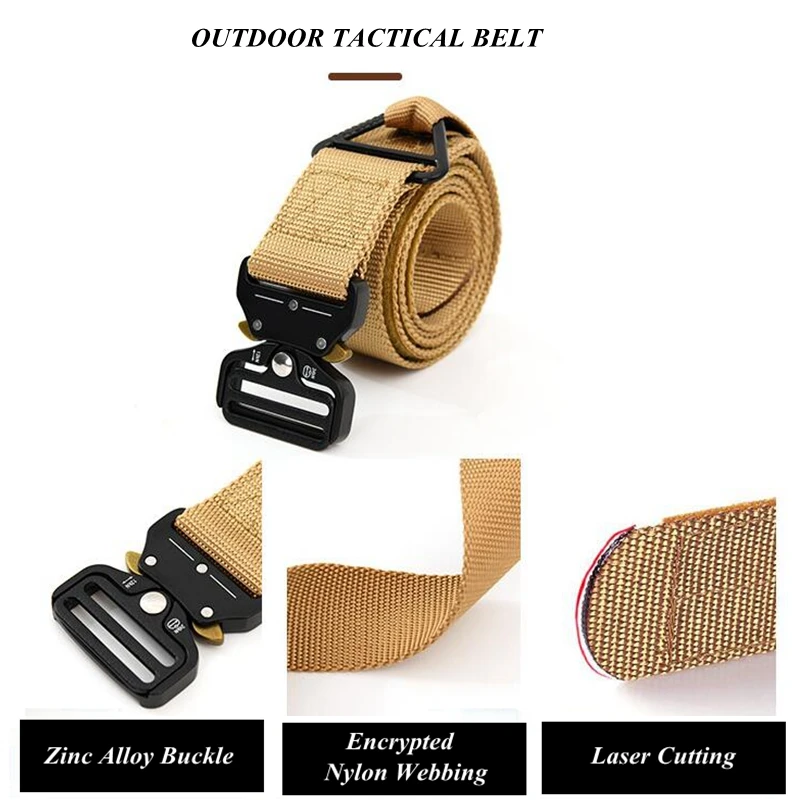 Cinturón táctico para deportes al aire libre para hombre y mujer, cinturón de nailon para montañismo, caza, entrenamiento, combate, supervivencia - imagen 4