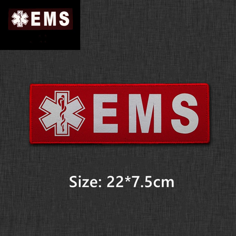 Parches reflectantes EMS, servicio médico de emergencia, primeros auxilios, emblema de combate táctico paramédico, insignias que brillan en la oscuridad - imagen 4
