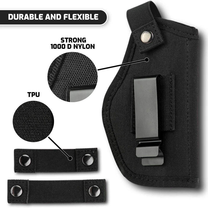 Funda derecha e izquierda OWB IWB Universal para transporte oculto interior, para G17, 19, 23, 25, 26, 27, 29, 30, 32, 33, 38, 42, 43 S & W M & P - imagen 5