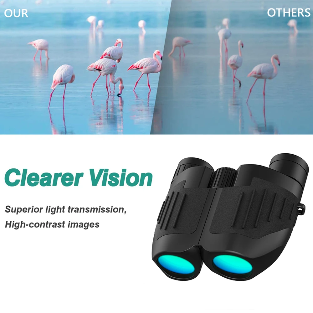 Prismáticos potentes BK4 HD, Prisma FMC, lente plegable, Mini telescopio portátil de alta potencia, para caza, observación de aves, 10x25 - imagen 5