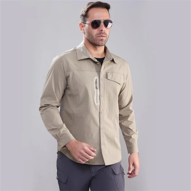 Camisa táctica militar transpirable para hombre, camisa de combate de secado rápido, manga larga, Informal, Trabajo y caza - imagen 3