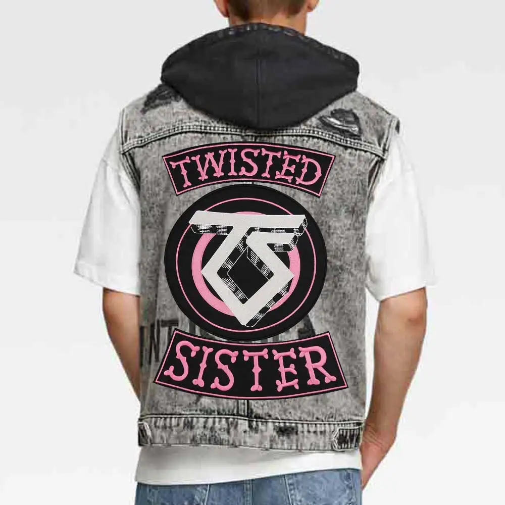 Twisted Sister plancha para ropa de motorista de motocicleta, insignia de parche bordado de gran tamaño - imagen 5
