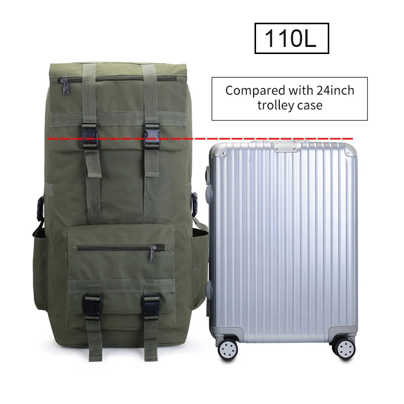 Mochila táctica para hombre de gran capacidad de 110L, senderismo al aire libre, senderismo, Camping, bolsa de viaje, mochila - imagen 5