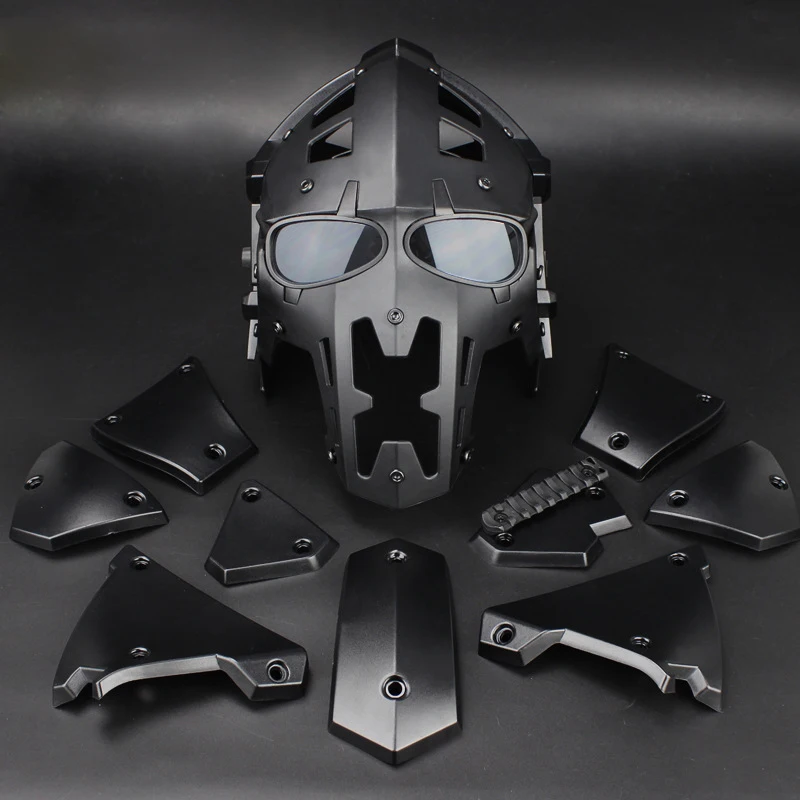 Casco táctico MOLLE con máscara integral de protección - imagen 4