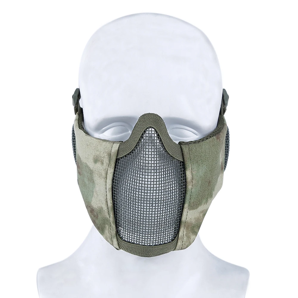 Mascarilla táctica de malla de acero para Airsoft Paintball BB, máscara protectora para la boca y la nariz, accesorio de tiro de media cara - imagen 5