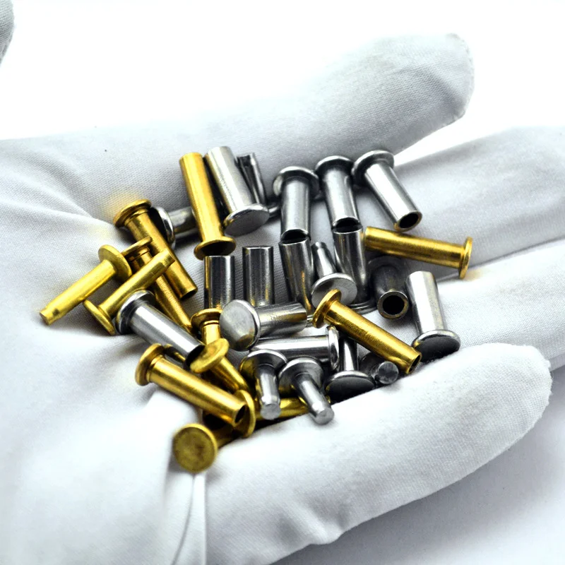 20 juegos de tornillos de bloqueo de mango de cuchillo de acero inoxidable y latón, remaches, pernos, accesorio de sujeción de vástago para cuchillos de cocina, utensilios de cocina - imagen 2