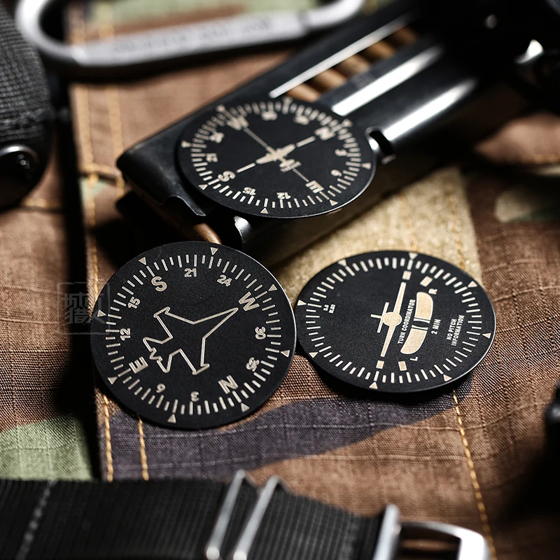 1 Juego de parches magnéticos de Metal, insignia de esqueleto de brújula de vuelo redonda, decoración para mochila de ropa DIY - imagen 3